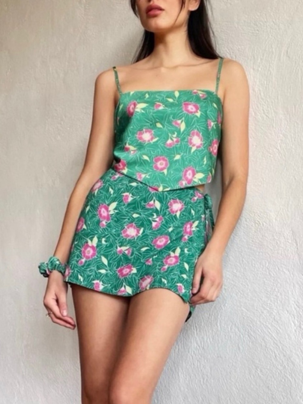 NWT Green Floral Silk Tank